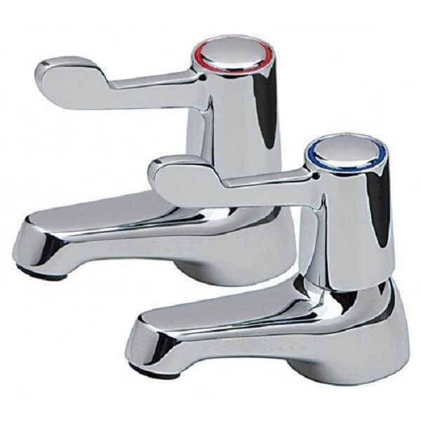 Lever action basin taps
